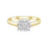 Złoty pierścionek z okrągłą brylantową rozetą