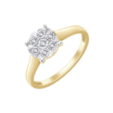 Złoty pierścionek z okrągłą brylantową rozetą