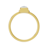 Złoty pierścionek z centralnym motywem wysadzanym brylantami