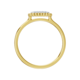 Złoty pierścionek z brylantami w geometrycznej oprawie