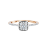 Złoty pierścionek z brylantami w kwadratowej oprawie