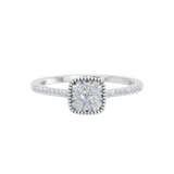 Złoty pierścionek z brylantami w kwadratowej oprawie