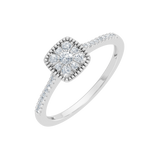 Złoty pierścionek z brylantami w kwadratowej oprawie