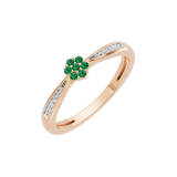 Złoty pierścionek ze szmaragdami i brylantami