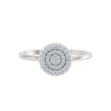 Złoty pierścionek z okrągłym brylantowym medalionem