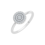 Złoty pierścionek z okrągłym brylantowym medalionem