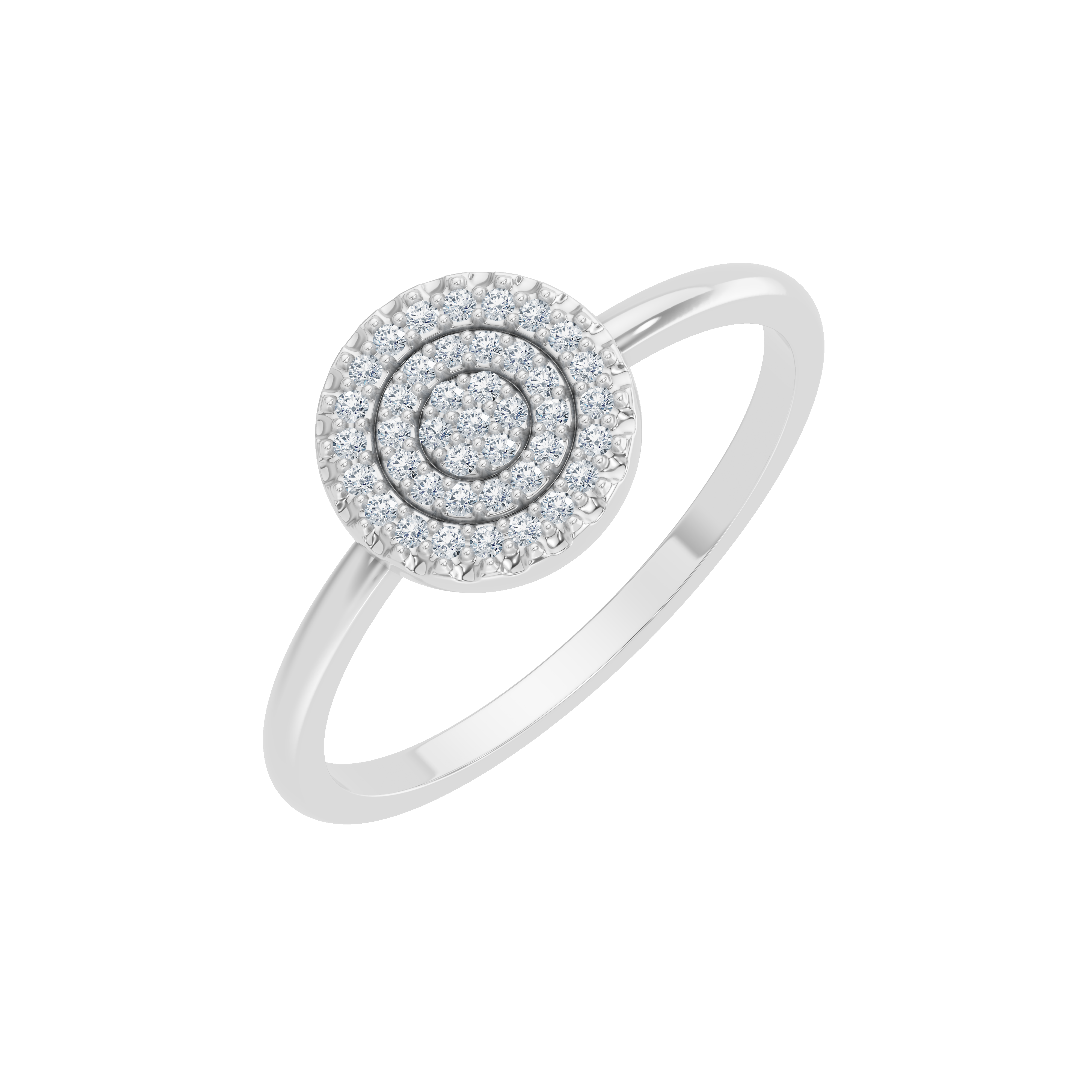 Złoty pierścionek z okrągłym brylantowym medalionem