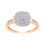 Złoty pierścionek z kwadratową brylantową rozetą