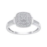 Złoty pierścionek z kwadratową brylantową rozetą