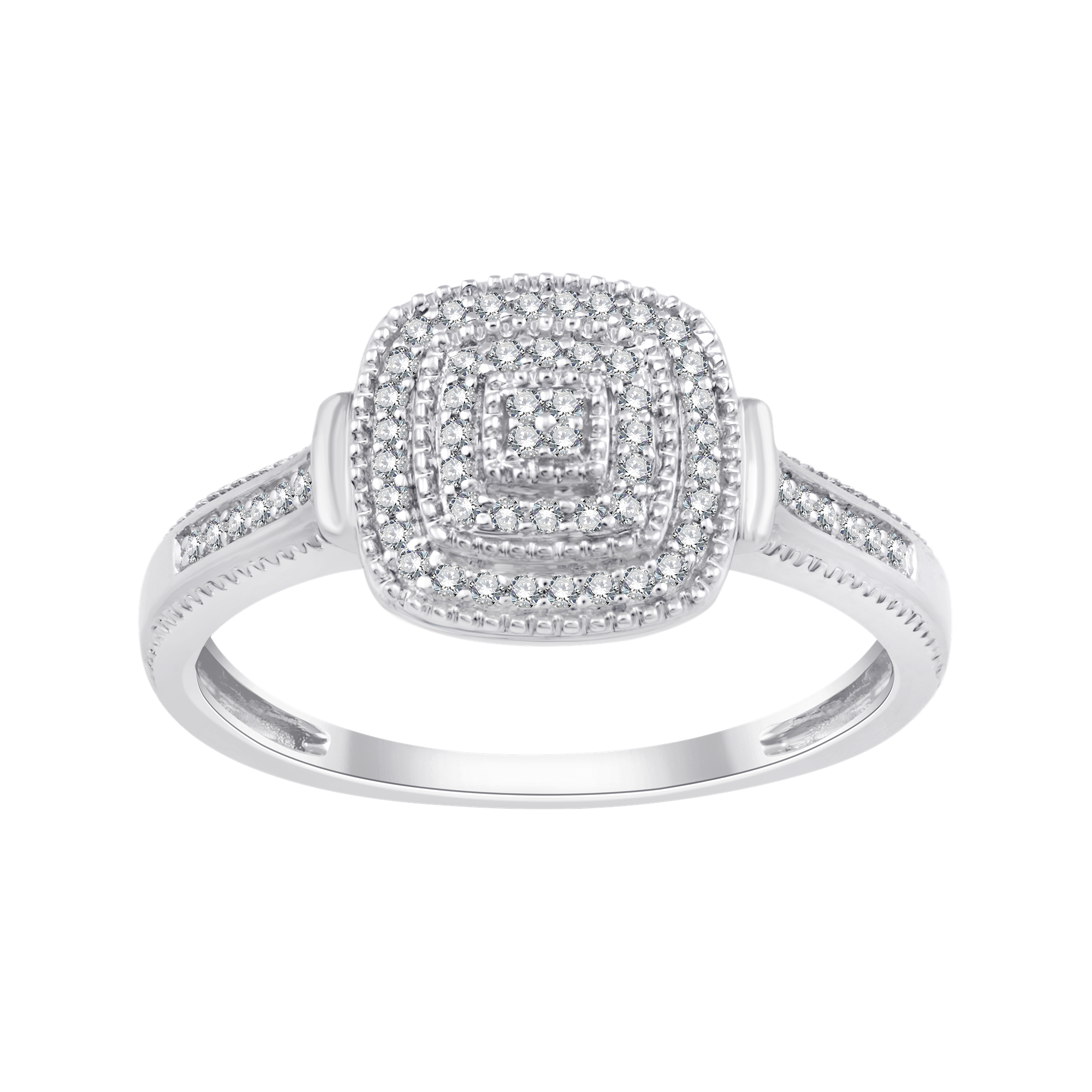 Złoty pierścionek z kwadratową brylantową rozetą