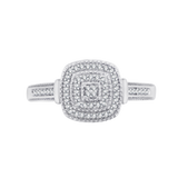 Złoty pierścionek z kwadratową brylantową rozetą