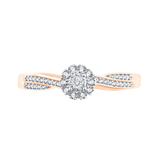 Złoty pierścionek z brylantową rozetą w kształcie kwiatu