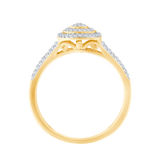 Złoty pierścionek z okrągłą wielowarstwową brylantową rozetą