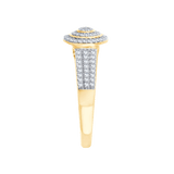 Złoty pierścionek z okrągłą wielowarstwową brylantową rozetą
