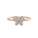 Złoty pierścionek z brylantowym motywem motyla