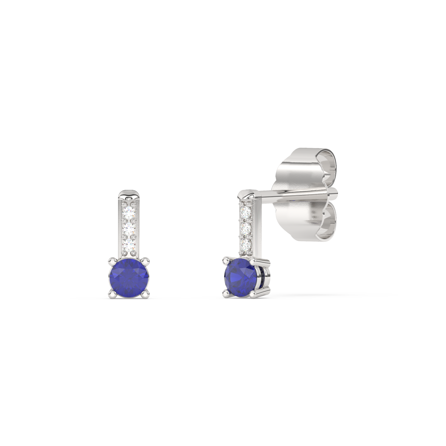 Złote Kolczyki z brylantami i szafirami