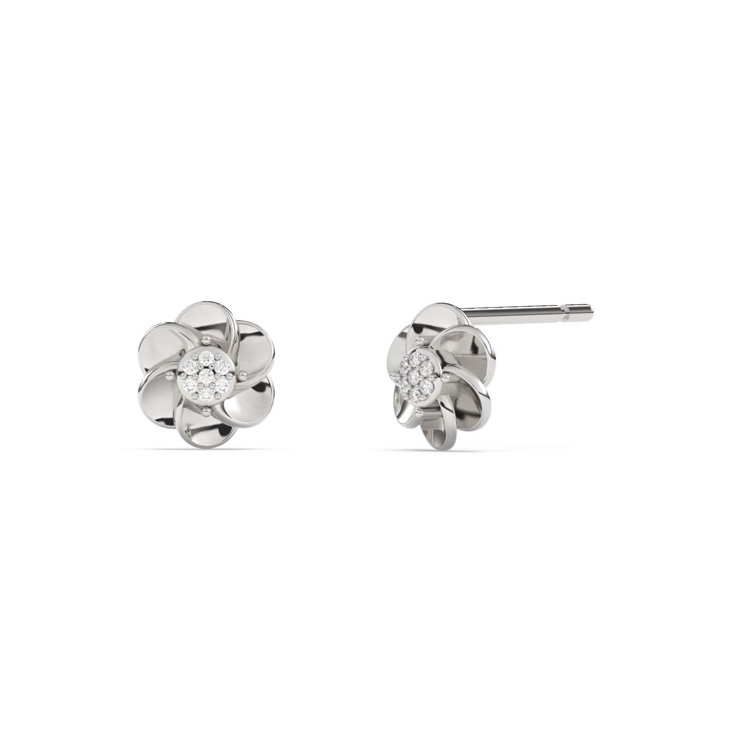 Rose-Shaped Gold Stud Earrings