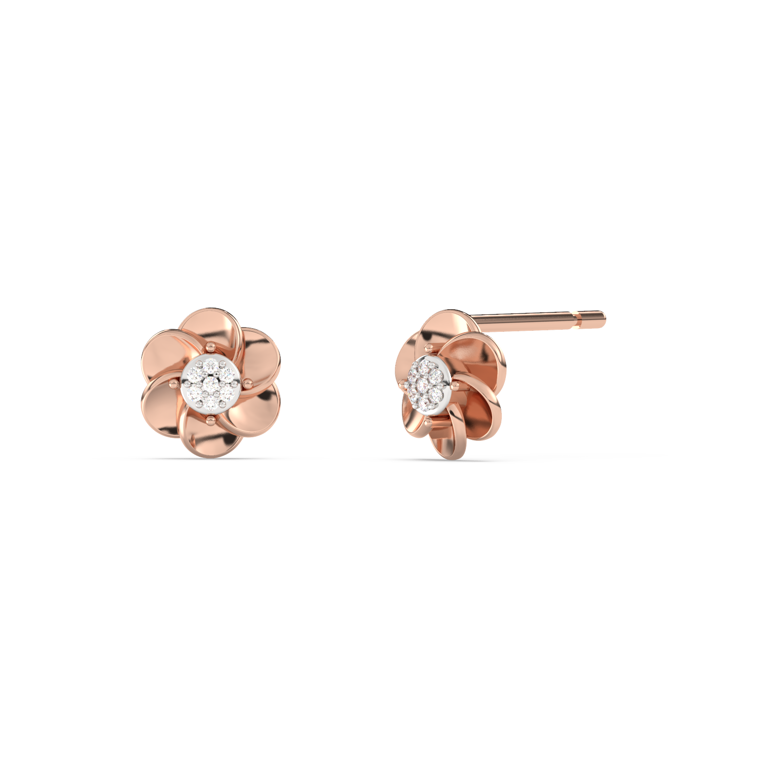 Rose-Shaped Gold Stud Earrings