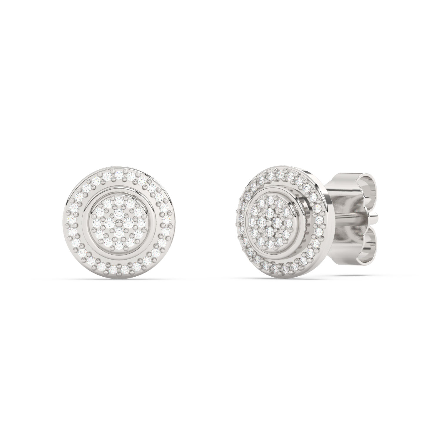 Round Stud Earrings with Diamonds