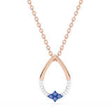 Teardrop Shaped Pendant with Blue Diamonds