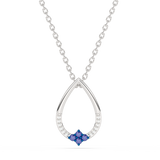 Teardrop Shaped Pendant with Blue Diamonds