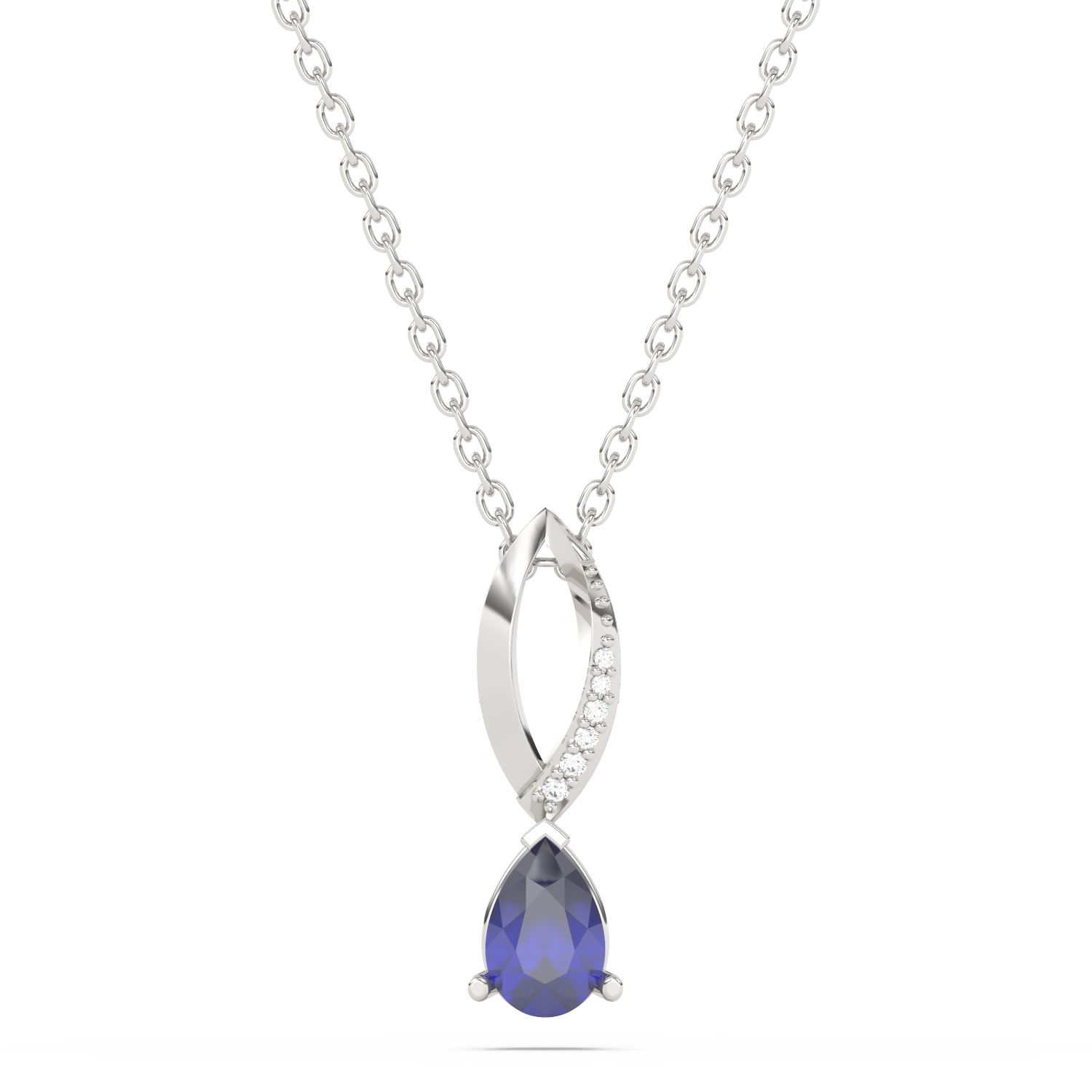 Leaf Shaped Pendant with Sapphire