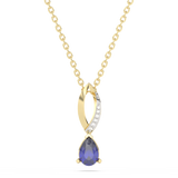 Leaf Shaped Pendant with Sapphire