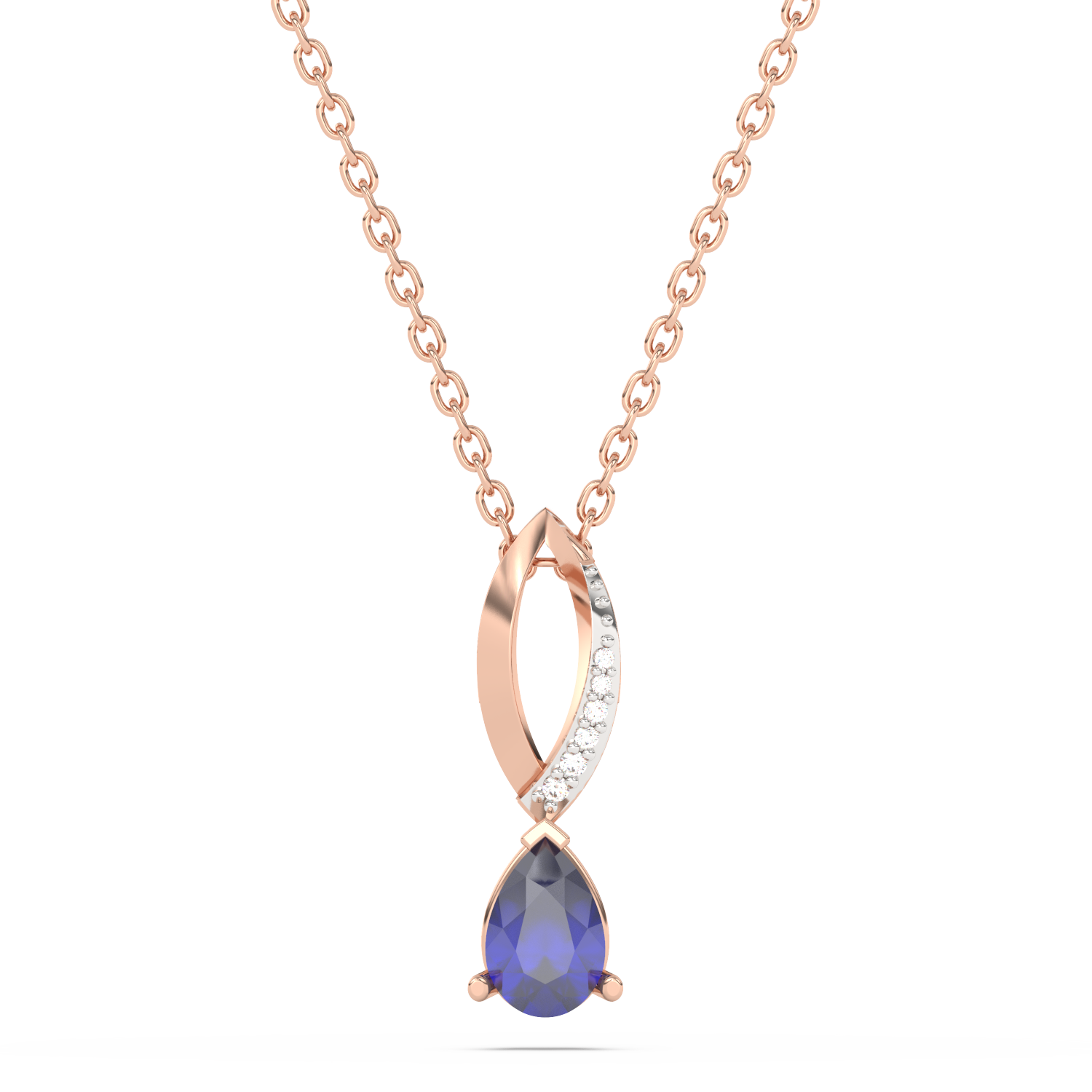 Leaf Shaped Pendant with Sapphire