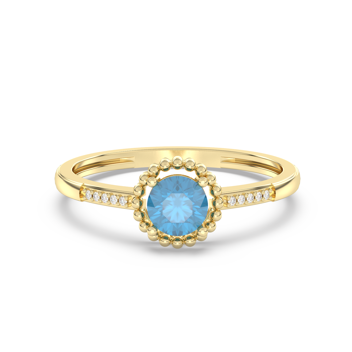 Pierścionek Halo z Niebieskim Topazem