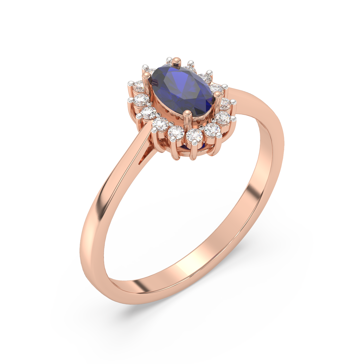 Złoty Pierścionek z Owalnym Szafirem