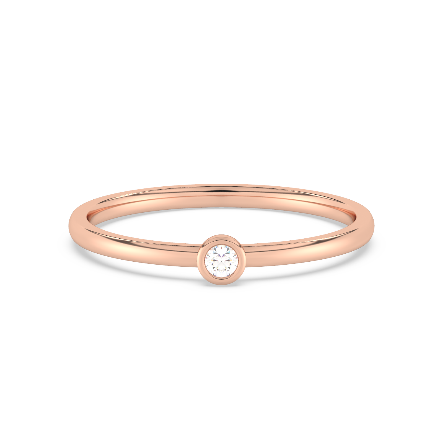 Minimalistyczny pierścionek z brylantem od Venetia Jewels w różowym złocie, idealny na każdą okazję