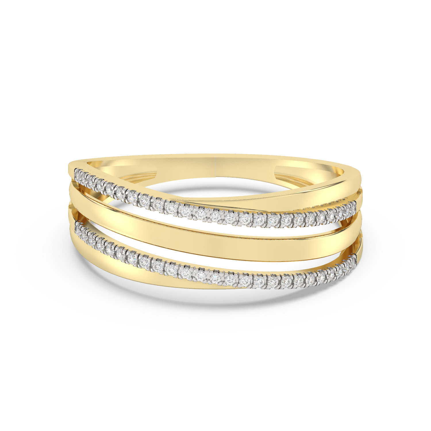 Elegancki Pierścionek z Brylantowymi Paskami