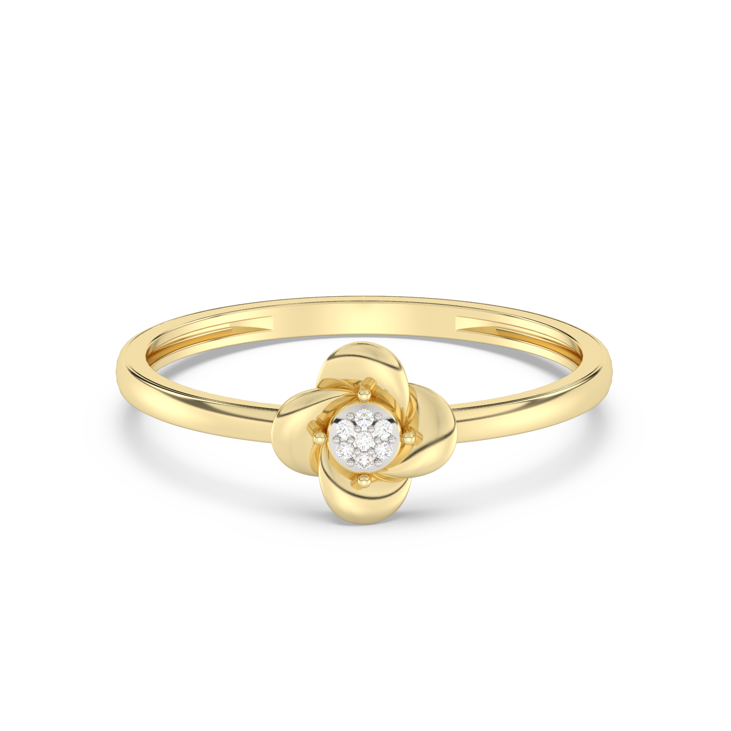 Ring in the Shape of a Rose with Diamonds
