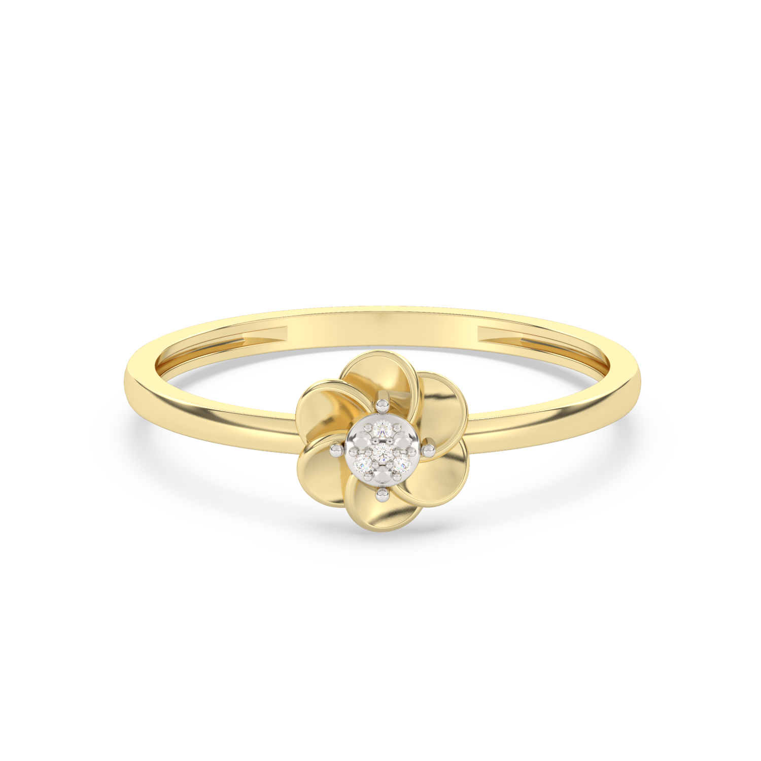 Ring in the Shape of a Rose with Diamonds