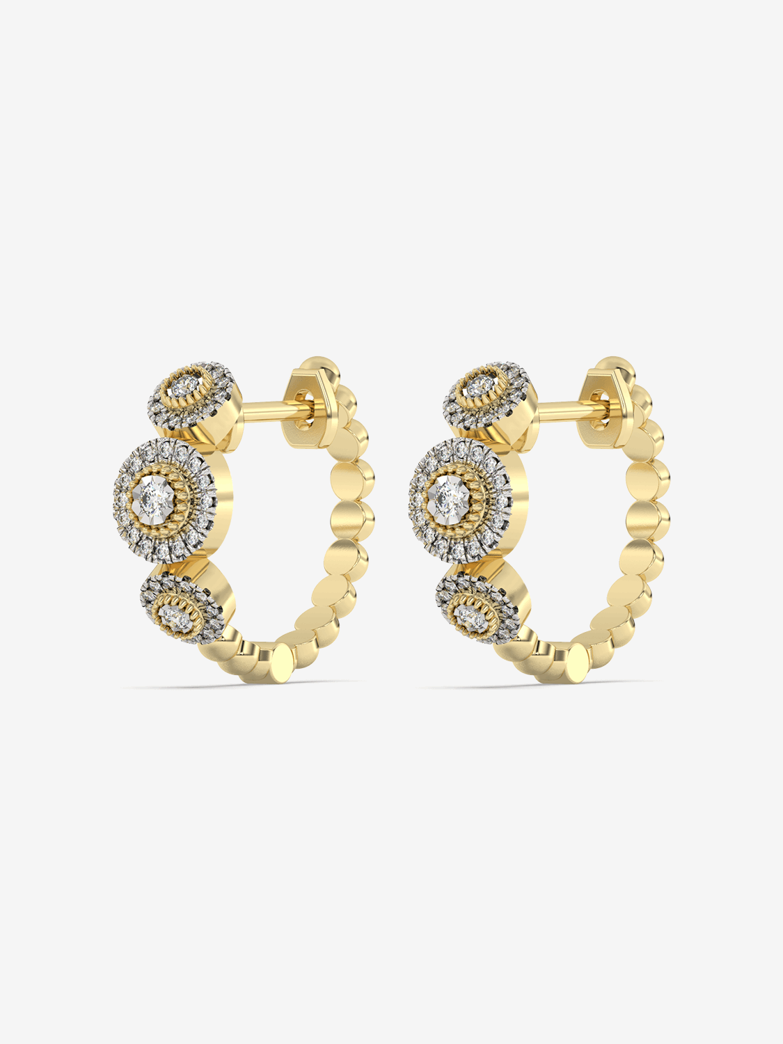 Złote brylantowe kolczyki vintage z diamentowymi akcentami dla eleganckich kobiet