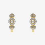 Złote brylantowe kolczyki vintage z okrągłymi diamentami i eleganckim wzornictwem