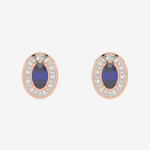 Szafirowe kolczyki vintage od Venetia Jewels z ozdobnymi diamentowym obramowaniem