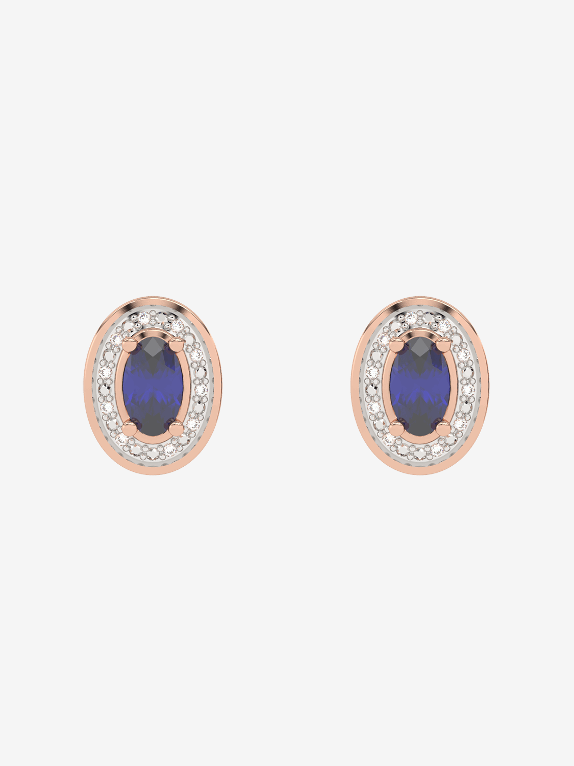 Szafirowe kolczyki vintage od Venetia Jewels z ozdobnymi diamentowym obramowaniem
