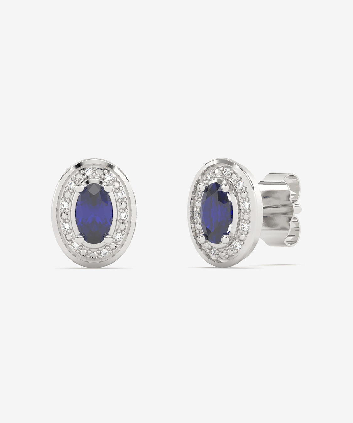 Szafirowe kolczyki vintage od Venetia Jewels z owalnymi kamieniami i zdobieniami z brylantów