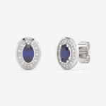 Szafirowe kolczyki vintage od Venetia Jewels z owalnymi kamieniami i zdobieniami z brylantów
