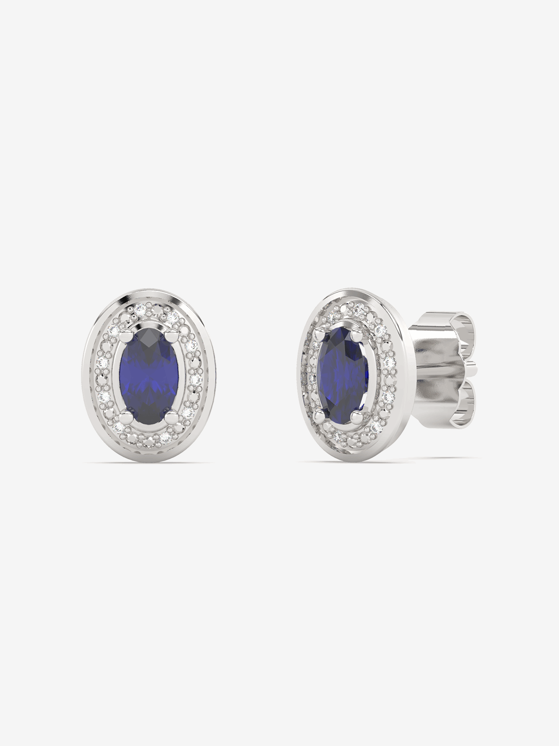 Szafirowe kolczyki vintage od Venetia Jewels z owalnymi kamieniami i zdobieniami z brylantów