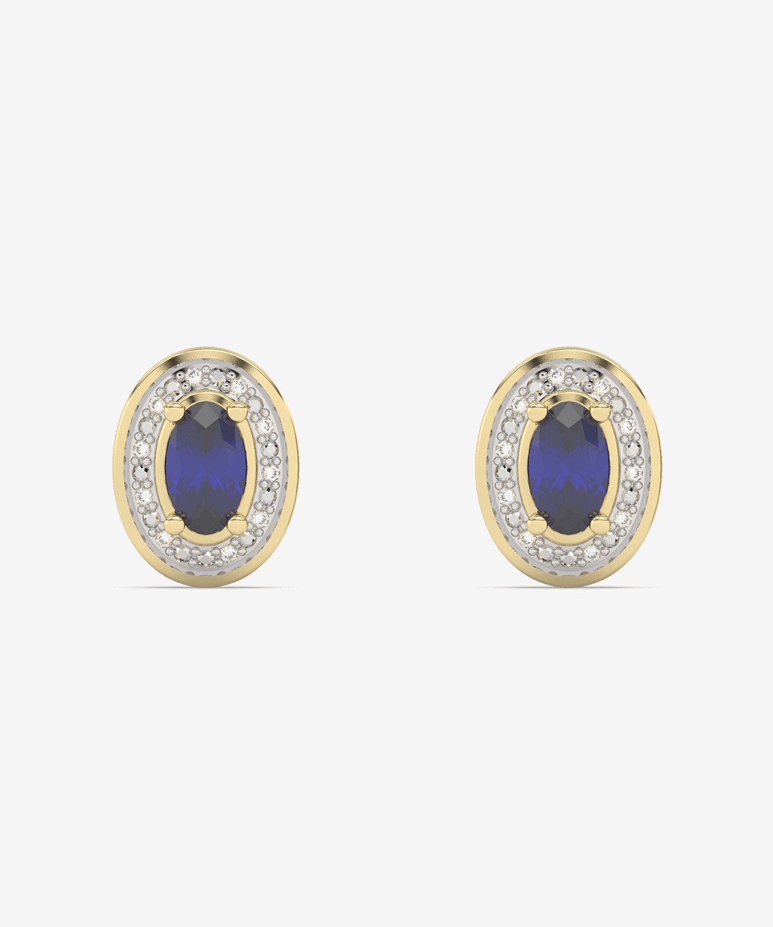 Eleganckie szafirowe kolczyki vintage z diamentowym otoczeniem w złotej oprawie