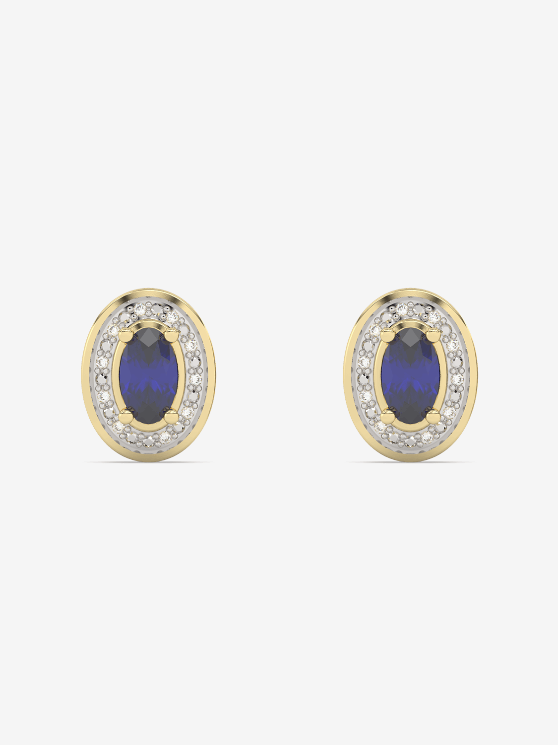 Eleganckie szafirowe kolczyki vintage z diamentowym otoczeniem w złotej oprawie
