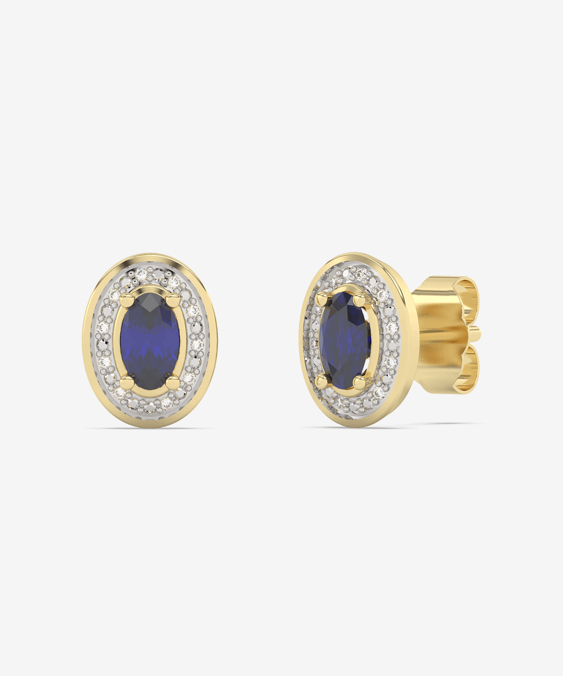 Eleganckie szafirowe kolczyki vintage z delikatnymi diamentowymi detalami w złotej oprawie