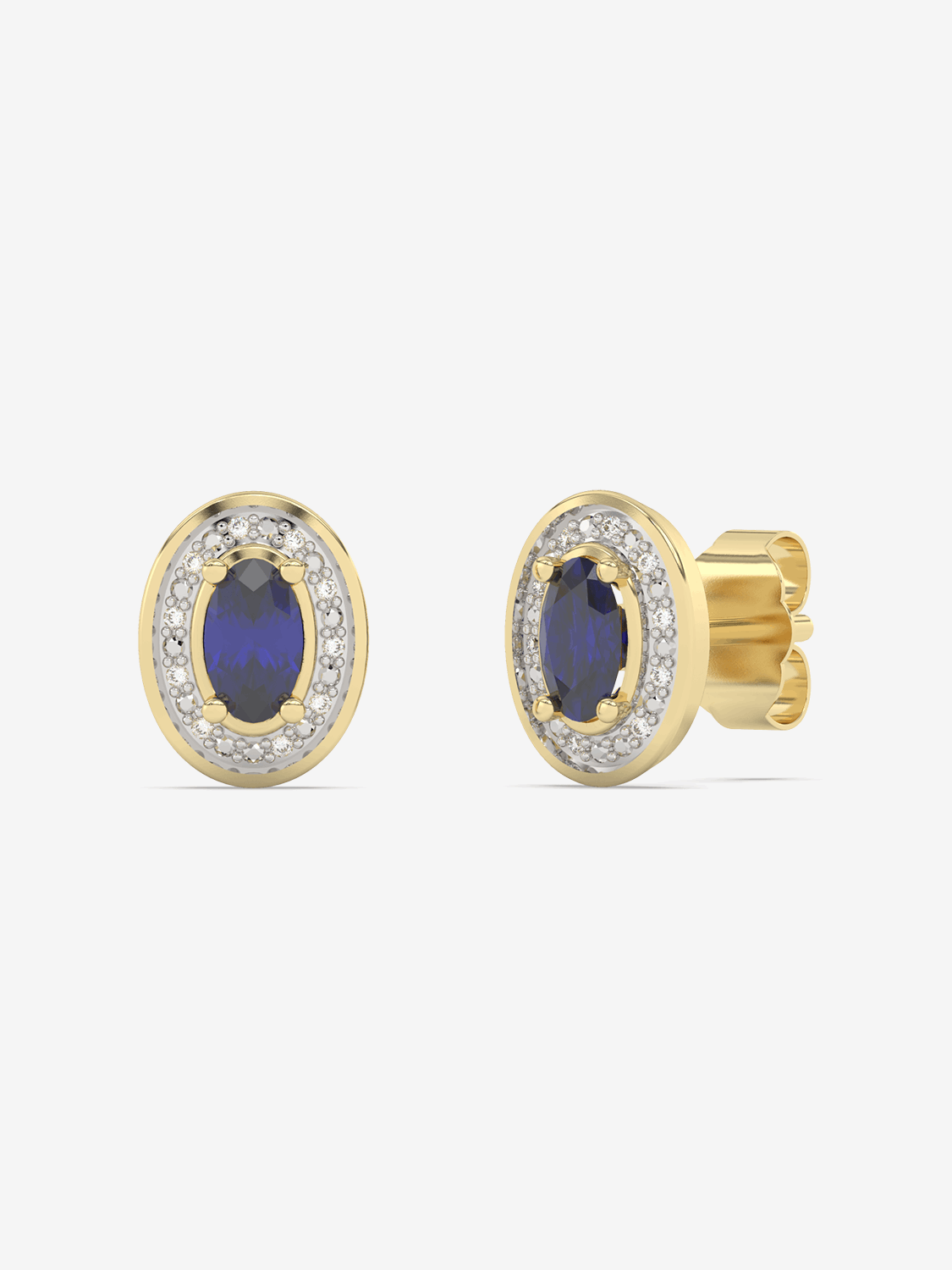 Eleganckie szafirowe kolczyki vintage z delikatnymi diamentowymi detalami w złotej oprawie