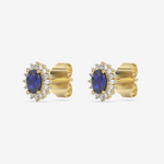 Kolczyki szafirowe vintage z złotymi detalami i diamentowymi wstawkami od Venetia Jewels