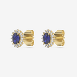 Kolczyki szafirowe vintage z złotymi detalami i diamentowymi wstawkami od Venetia Jewels