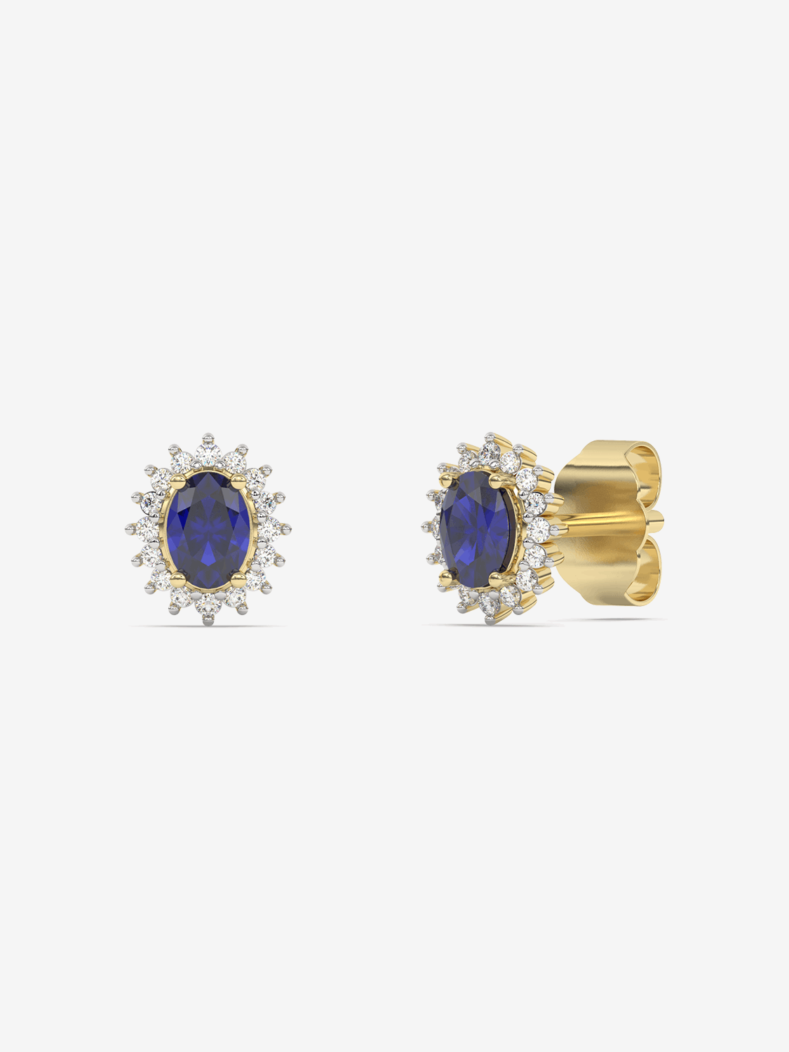 Kolczyki szafirowe vintage w złotej oprawie z diamentowymi akcentami, idealne na eleganckie okazje