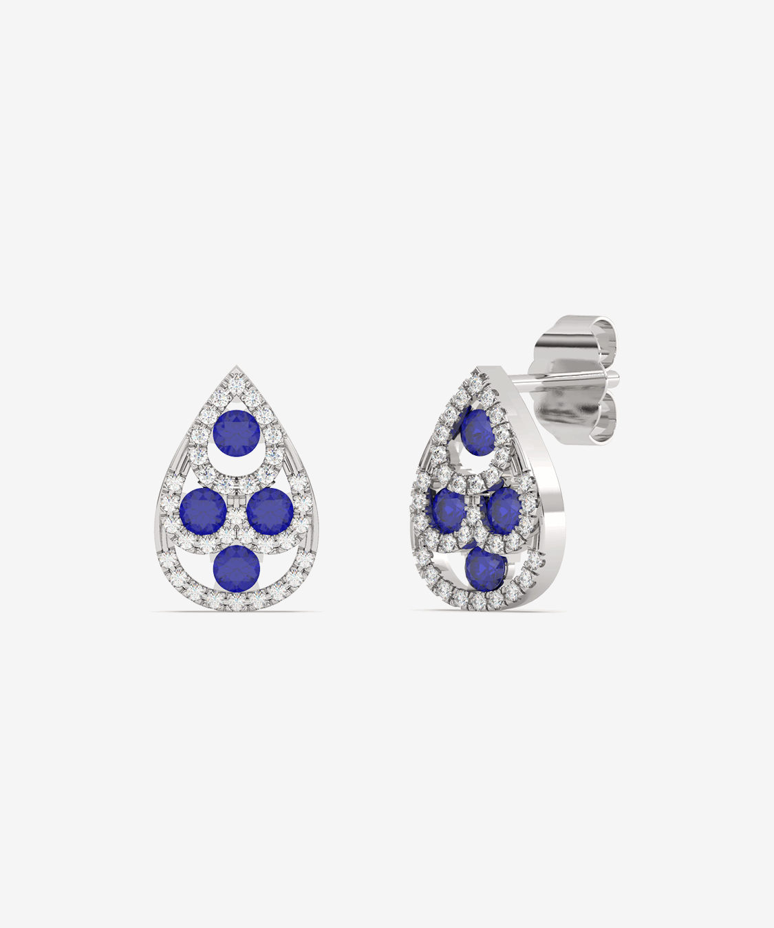 Eleganckie kolczyki z szafirami w kształcie kropli z diamentowym wykończeniem od Venetia Jewels