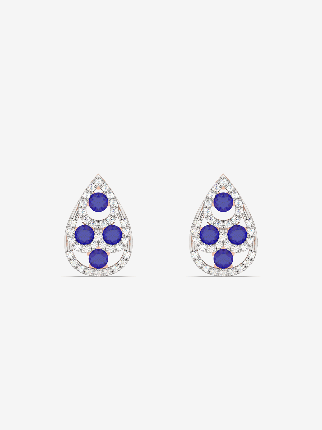 Eleganckie kolczyki z szafirami w kształcie łzy z diamentowymi wykończeniami od Venetia Jewels